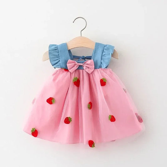 Robe bébé fille manches courtes volantées